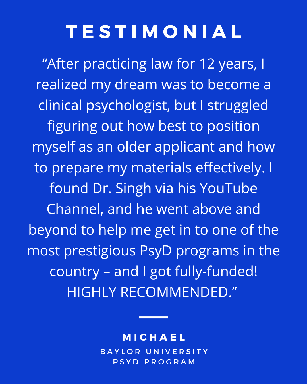 Michael testimonial